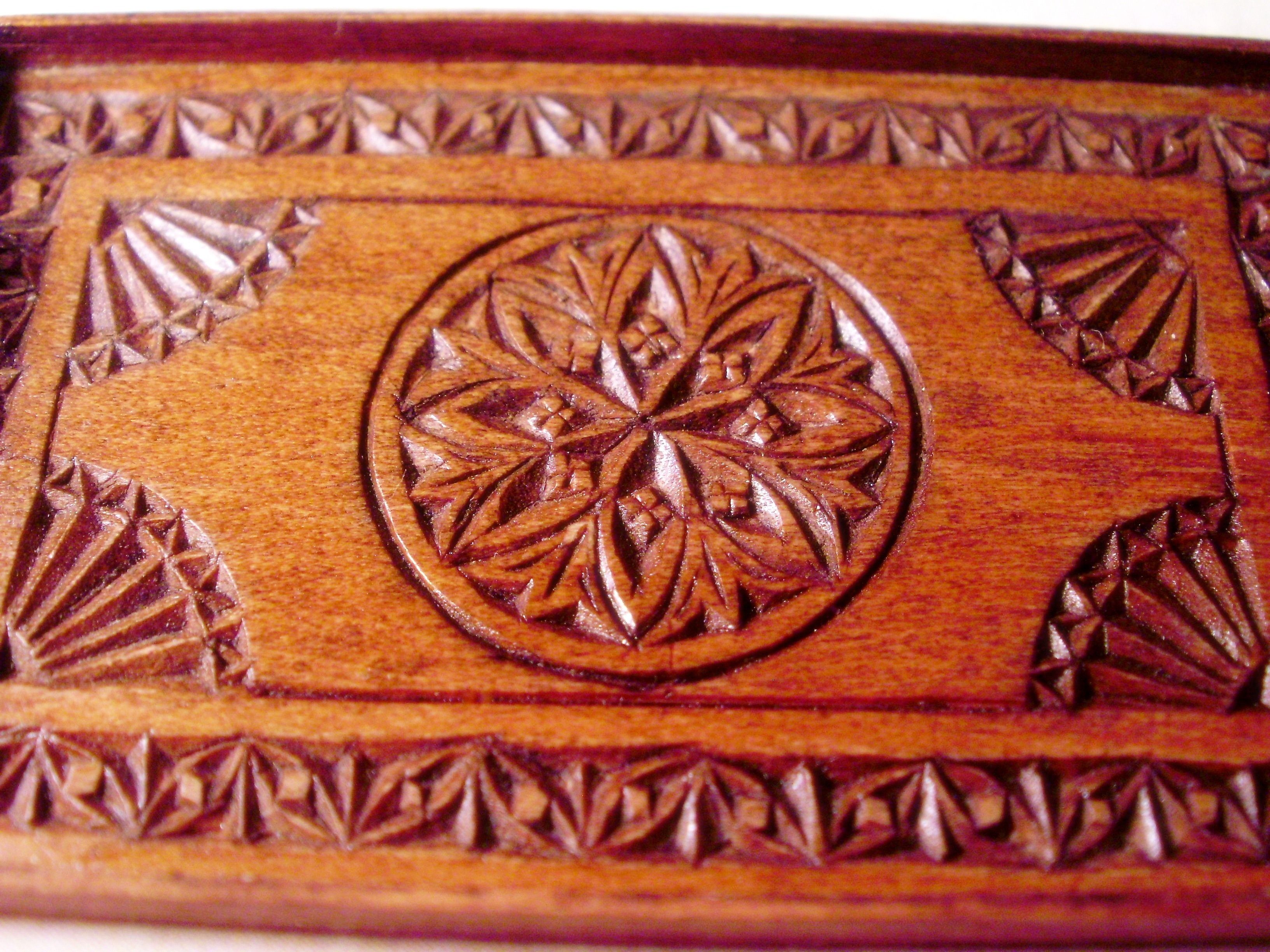 antique chip-carved tray
