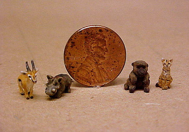 hand carved wood micro miniature animals