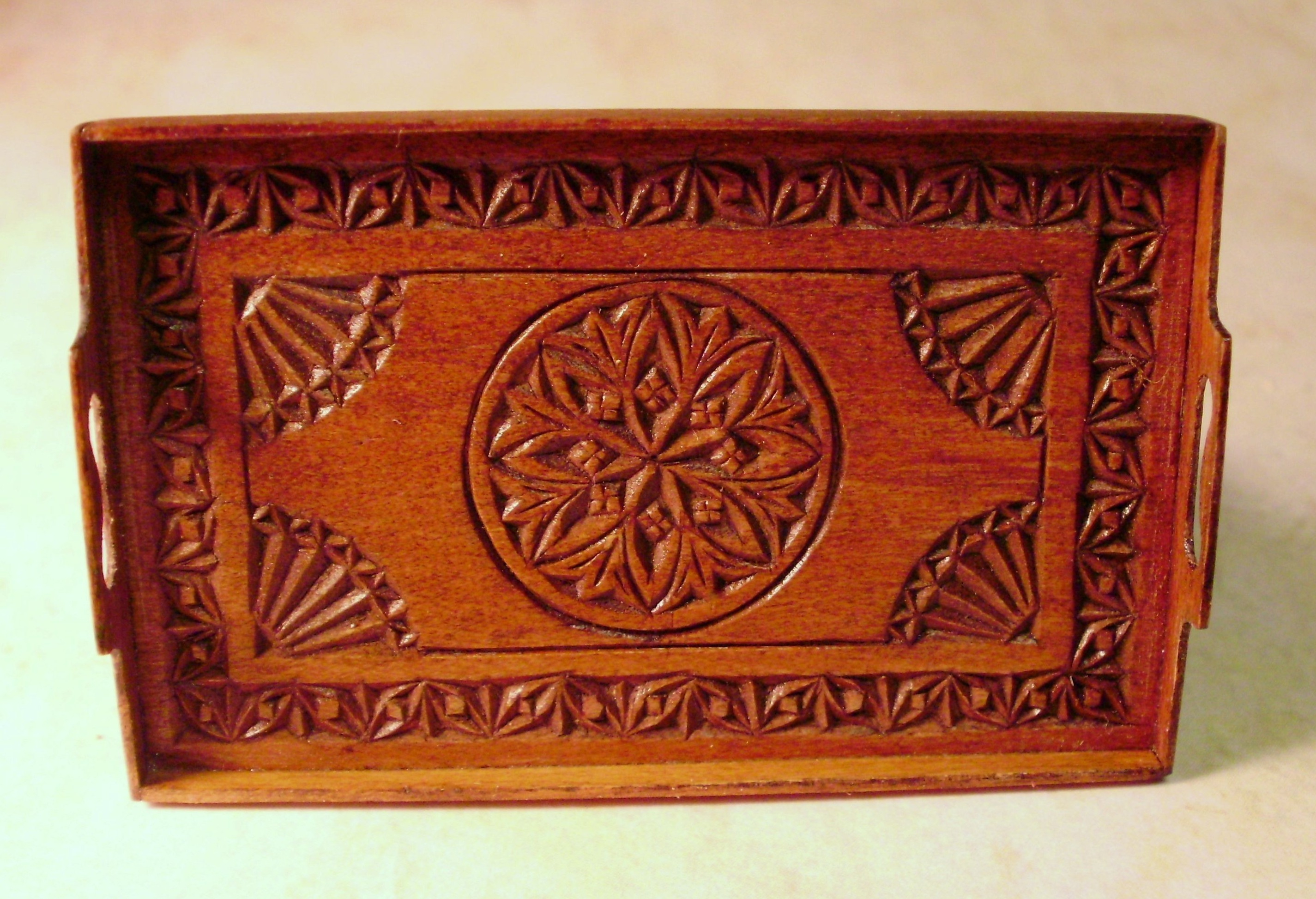 chip-carved antique tray