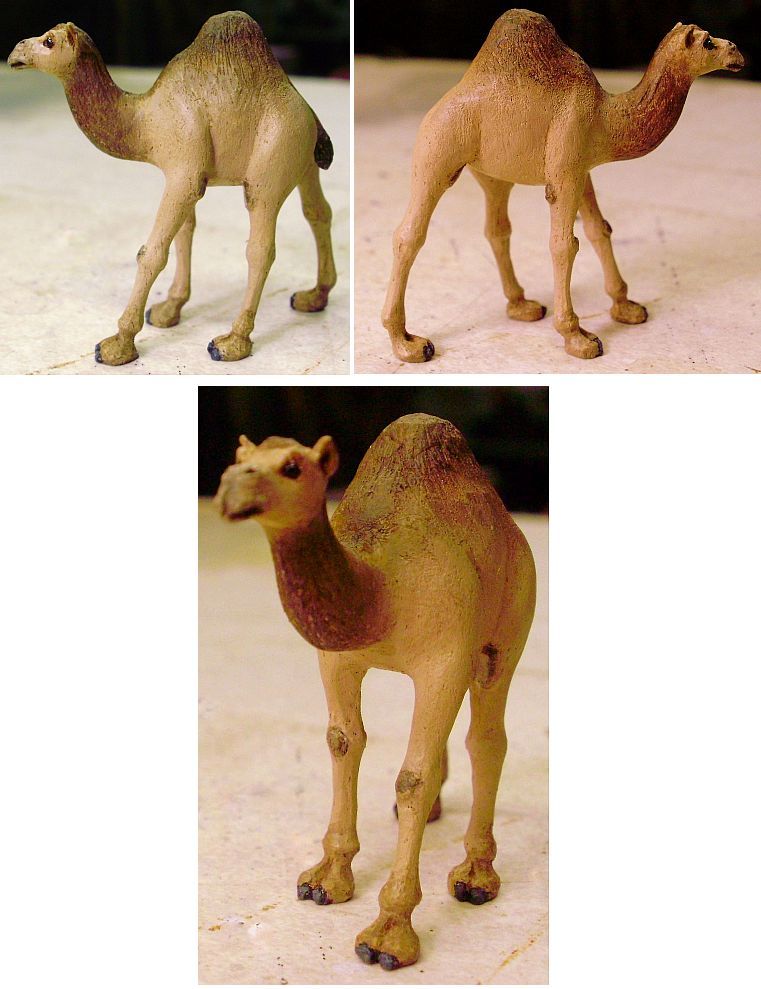 Hand carved wood camel in 1:48 scale