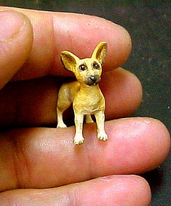 hand carved wood miniature chihuahua