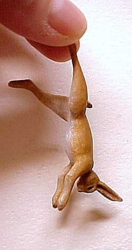 hand carved wood miniature dead hare