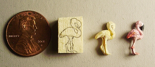 hand carved wood flamingo carving stages