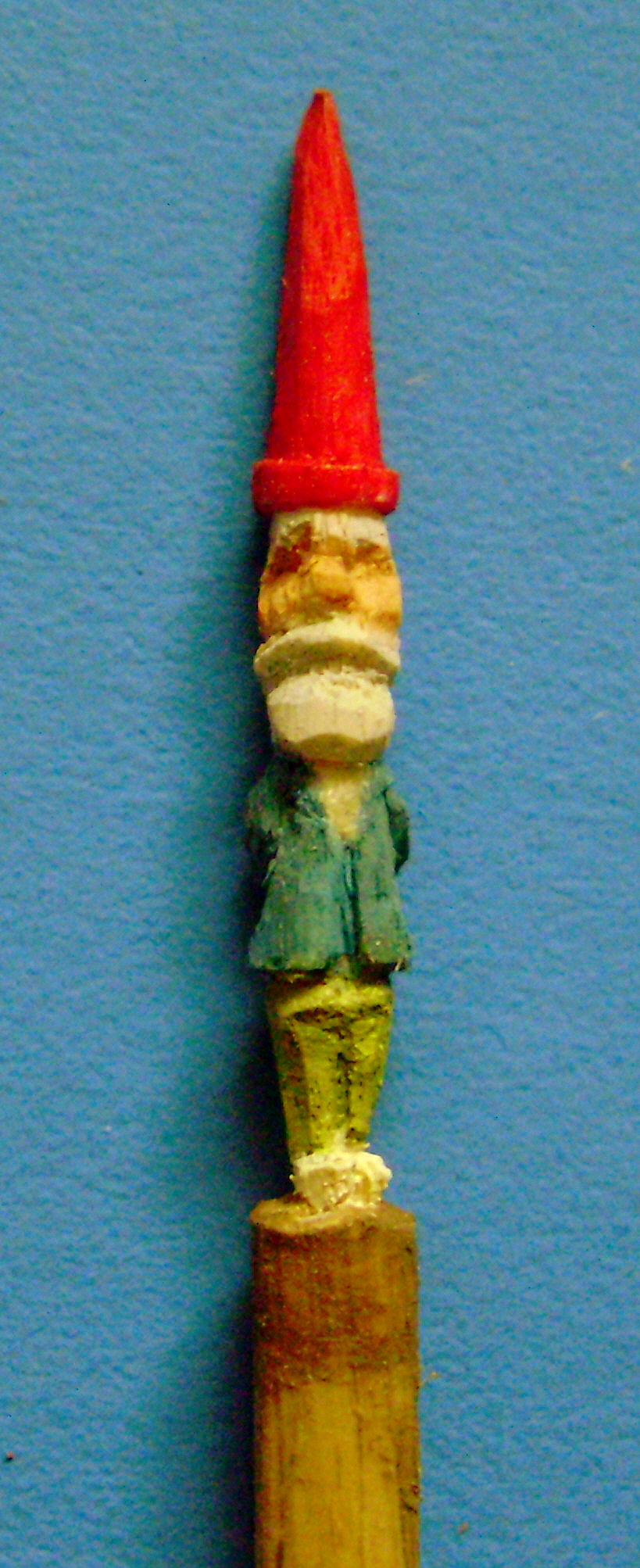 carved painted gnome toothpick