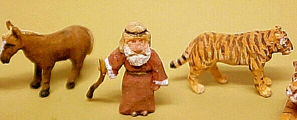 hand carved wood micro miniature animals and noah