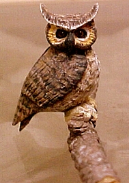 hand carved wood miniature owl