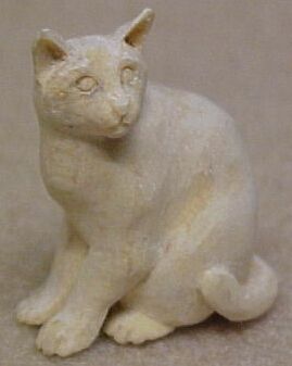 hand carved wood unpainted cat