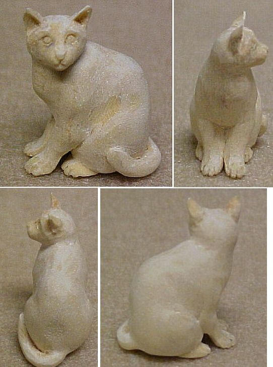 hand carved wood unpainted cat